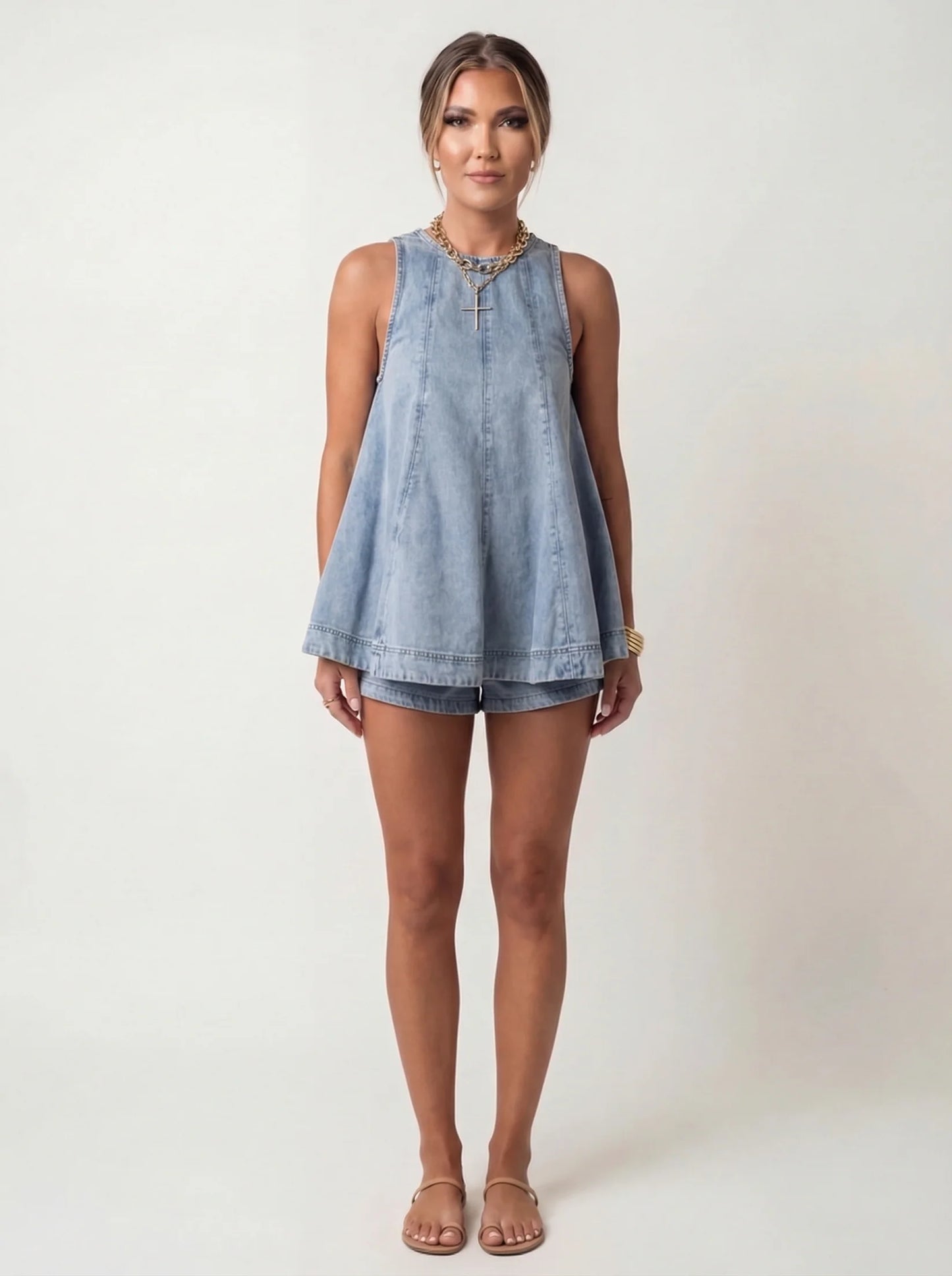 LuraLane™ Denim Two-Piece Set